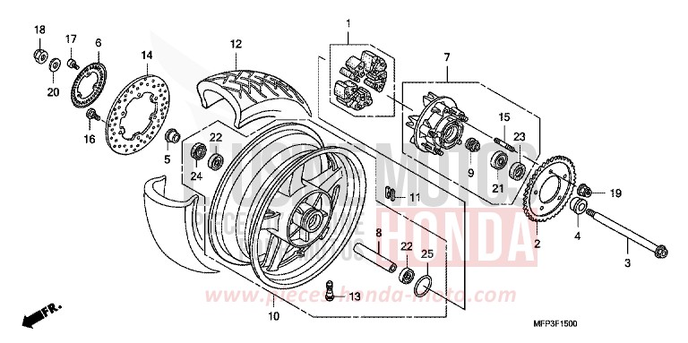 HINTERRAD von CB1300 Super Bold'or ABS PEARL SUNBEAM WHITE (NHA66KF) von 2009